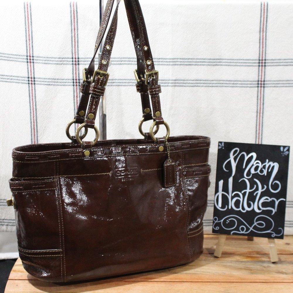COACH Patent Leather Laced Satchel Purse